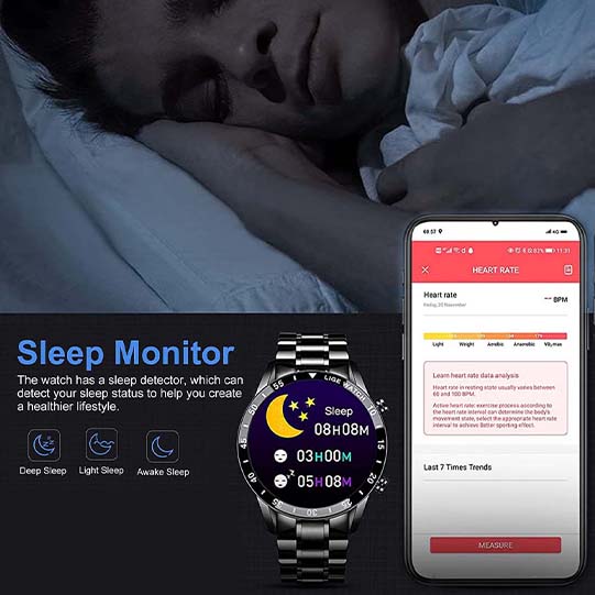LIGE Smart Watch for Android iOS, Bluetooth Call Information Reminder Stainless Steel Fitness Tracker LIGE Smart Watch for Android iOS, Bluetooth Call Information Reminder Stainless Steel Fitness Tracker